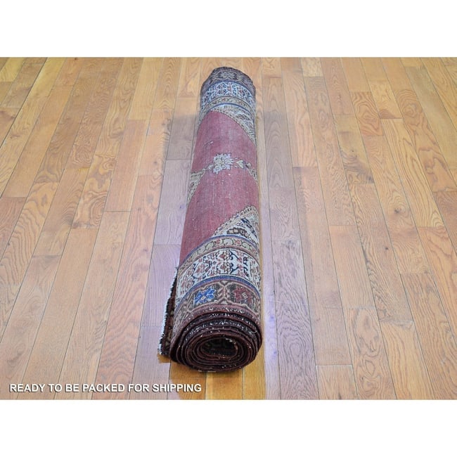 Red Antique North West Persian Wide Gallery Size Runner 1876 Wool - 7