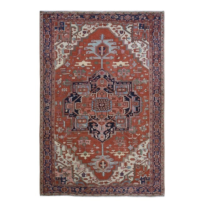Chili Red Antique Persian Serapi Clean Good Cond Hand Knotted Wool Rug: Title: Chili Red Antique Persian Serapi Clean Good Cond Hand Knotted Wool Rug Description:This is a truly genuine one-of-a-kind. It has been Knotted for months and months in the centuries-old weaving 