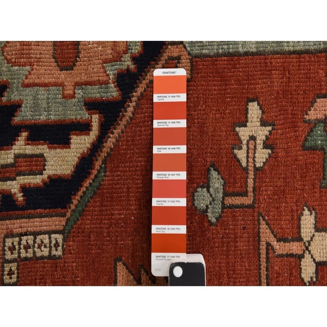 Chili Red Antique Persian Serapi Clean Good Cond Hand Knotted Wool Rug - 7