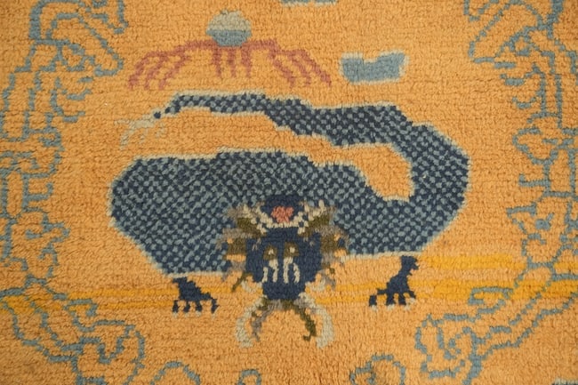 Antique Square Art Deco Chinese Wool Area Rug 9'x9' - 6