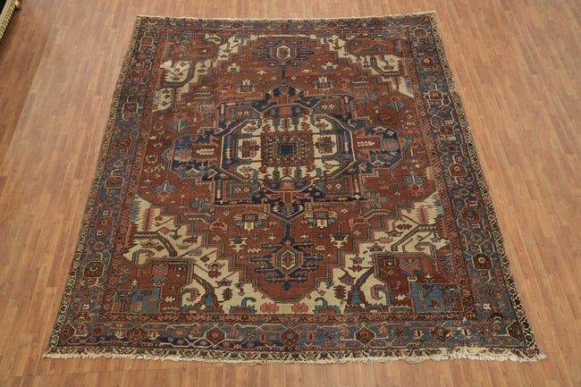 Pre-1900 Antique Heriz Serapi Persian Large Rug 11x12 - 5