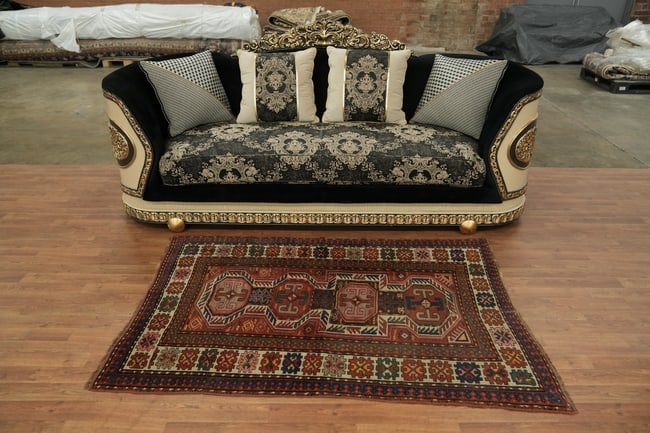 Antique Wool Kazak Oriental Rug 4x6 - 4