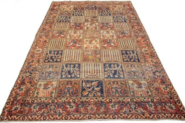 Antique Distressed Muted Tribal 7X11 Bakhtiari Persian Rug - 15