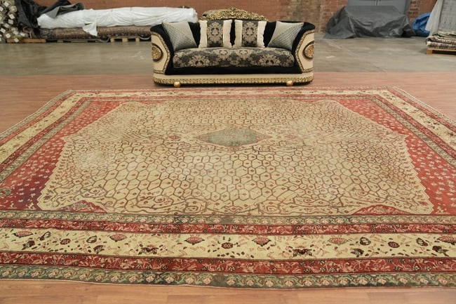 Pre-1900 Antique Agra Oriental Large Wool Rug 13x16 Museum Piece - 4