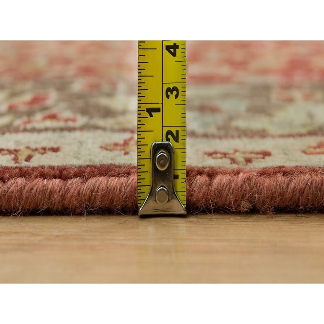 Upsdell Red Hand Knotted Wool Antiqued Haji Design Runner Rug - 7