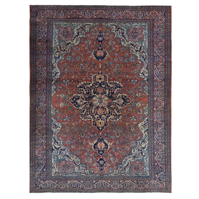 Barn Red, Antique Persian Feraghan Sarouk, Soft Wool Hand Knotted Rug: Title: Barn Red, Antique Persian Feraghan Sarouk, Soft Wool Hand Knotted Rug Description:This is a truly genuine one-of-a-kind. It has been Knotted for months and months in the centuries-old weaving