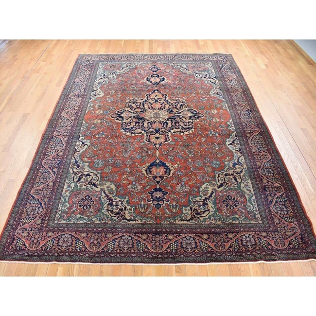 Barn Red, Antique Persian Feraghan Sarouk, Soft Wool Hand Knotted Rug - 2