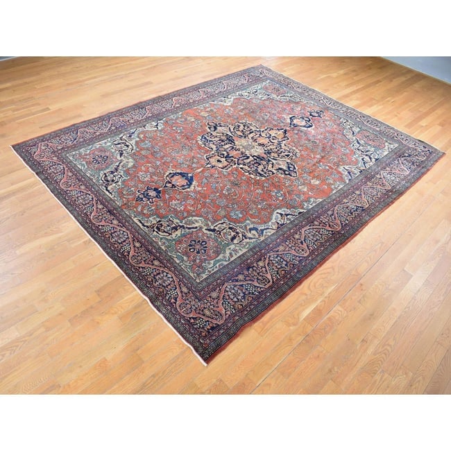 Barn Red, Antique Persian Feraghan Sarouk, Soft Wool Hand Knotted Rug - 3