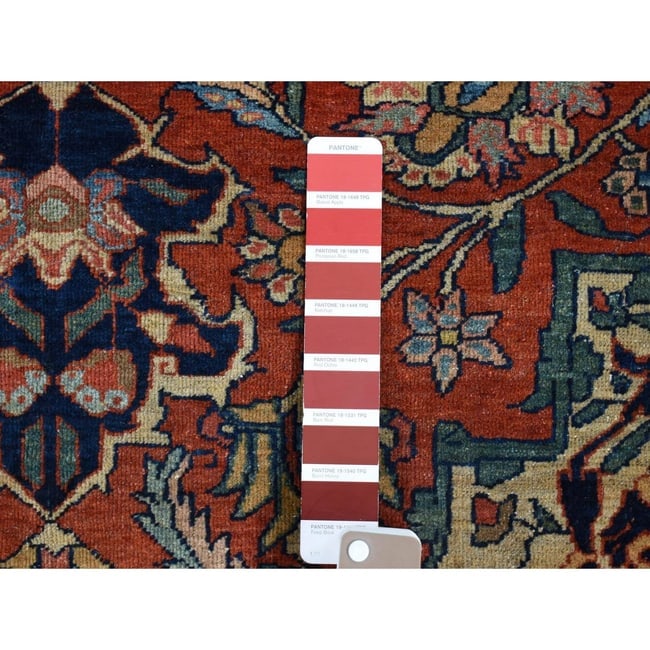Barn Red, Antique Persian Feraghan Sarouk, Soft Wool Hand Knotted Rug - 7