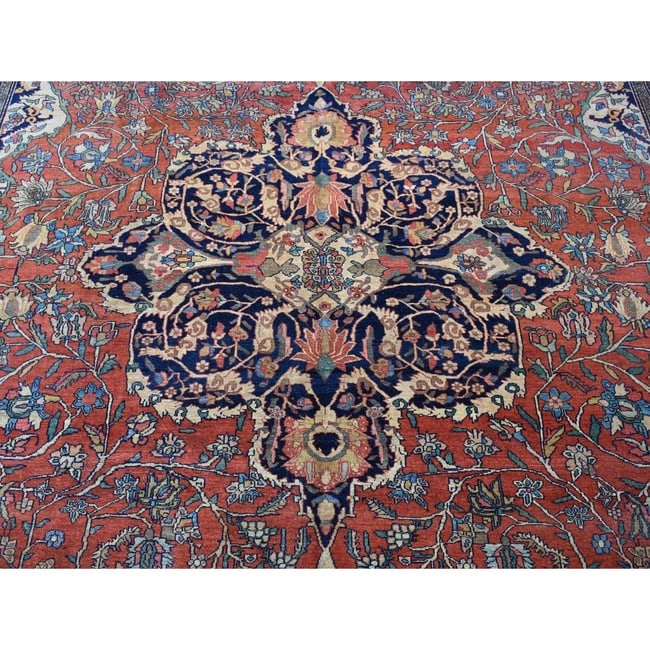 Barn Red, Antique Persian Feraghan Sarouk, Soft Wool Hand Knotted Rug - 8