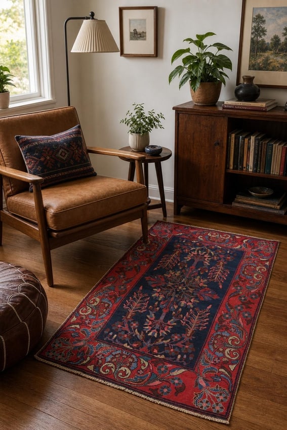 Antique Blue Sultanabad Ziegler Persian Wool Rug 4x6 - 2