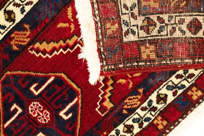 Vintage Red Geometric 2X4 Heriz Persian Rug - 11