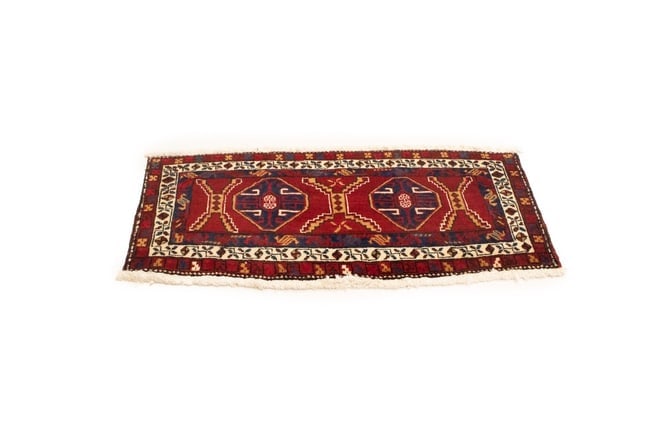 Vintage Red Geometric 2X4 Heriz Persian Rug - 5