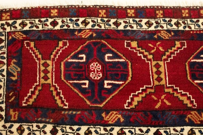 Vintage Red Geometric 2X4 Heriz Persian Rug - 8