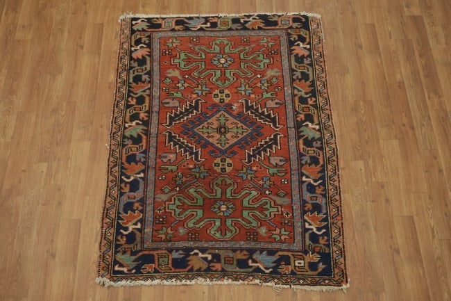 Antique Vegetable Dye Gharajeh Persian Wool Rug 3x4 - 3