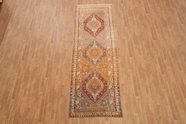 Vegetable Dye Vintage Oushak Turkish Runner Wool Rug 4x11 - 3