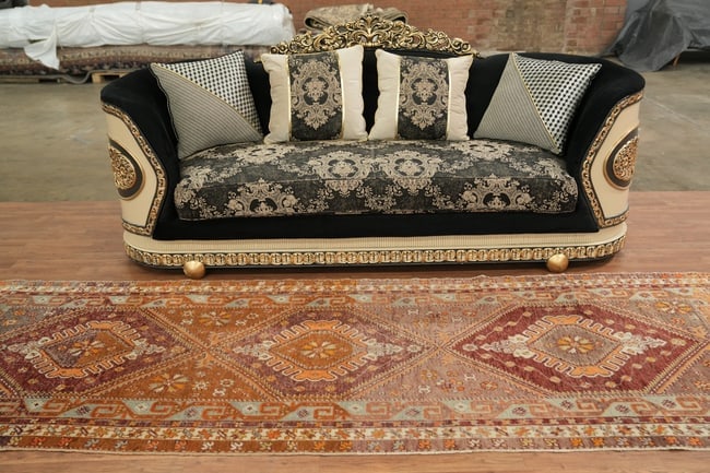 Vegetable Dye Vintage Oushak Turkish Runner Wool Rug 4x11 - 4