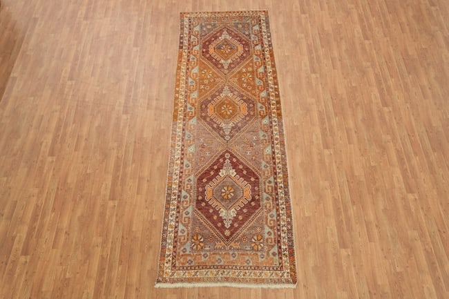 Vegetable Dye Vintage Oushak Turkish Runner Wool Rug 4x11 - 5