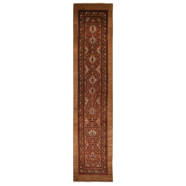 Brown Antique Camel Hair Serab Wool Even Wear Hand Knotted Runner Rug (1 of 7)