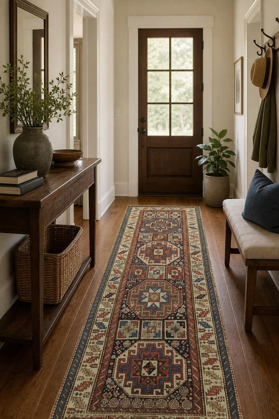 Antique Kazak Oriental Runner Tribal Wool Rug 3x8: Title:Antique Kazak Oriental Runner Tribal Wool Rug 3x8 Description:A Beautiful Genuine Russia Kazak rug is Hand Knotted by skillful weavers in Russia with