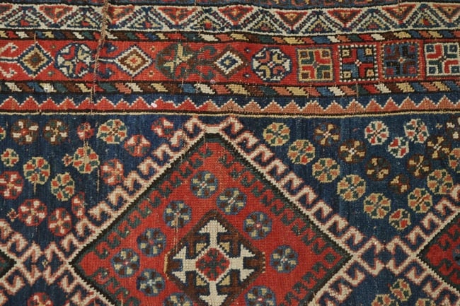 Blue Antique Qashqai Persian Wool Rug 5x7 - 10