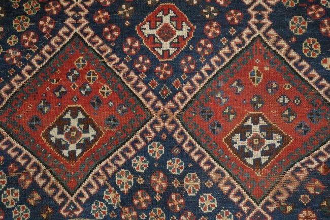 Blue Antique Qashqai Persian Wool Rug 5x7 - 12
