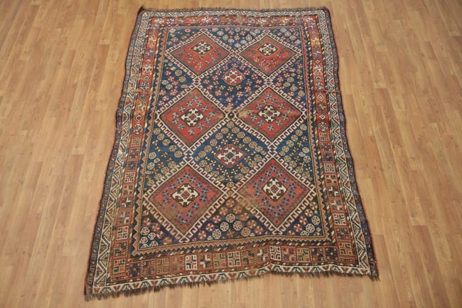 Blue Antique Qashqai Persian Wool Rug 5x7 - 3