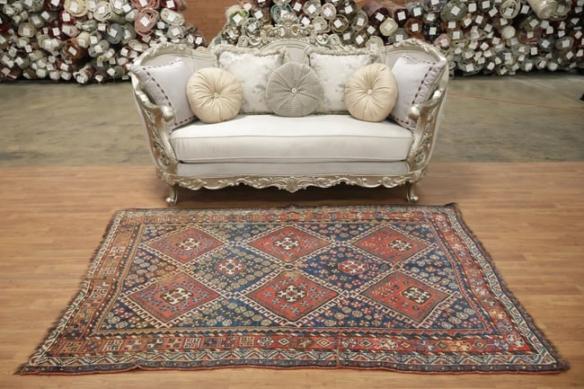 Blue Antique Qashqai Persian Wool Rug 5x7 - 4