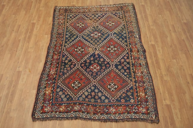 Blue Antique Qashqai Persian Wool Rug 5x7 - 5