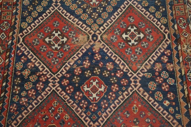 Blue Antique Qashqai Persian Wool Rug 5x7 - 8