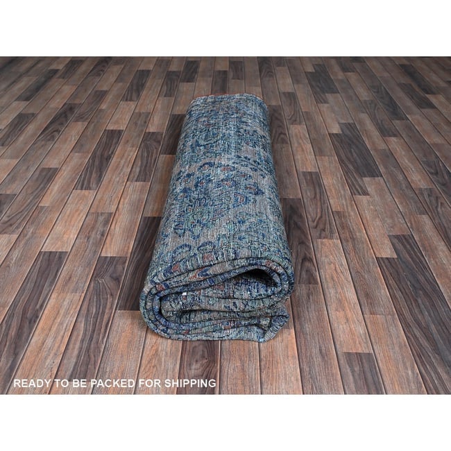 Salmon Red Antique Persian Sarouk Hand Knotted Pure Wool Oriental Rug - 9