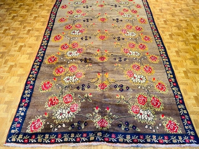 Antique Decorative Turkish floral design camel hair rug-4661 - 7
