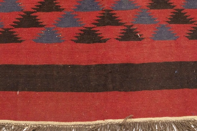Vintage Tribal Red 4'7X12'6 Kilim Persian Runner Rug - 10
