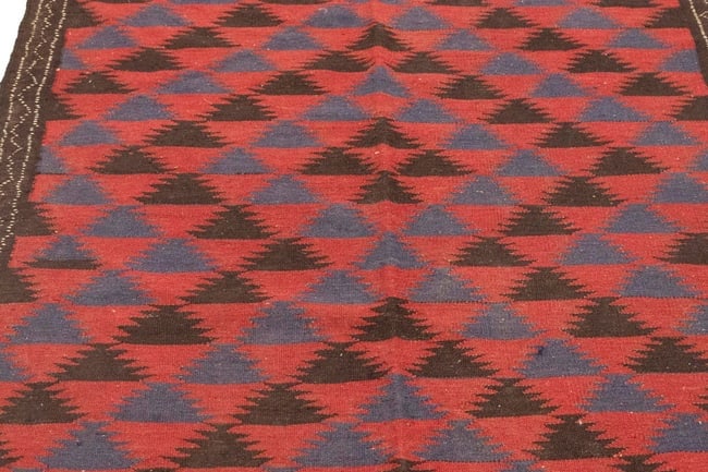 Vintage Tribal Red 4'7X12'6 Kilim Persian Runner Rug - 7
