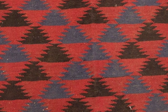 Vintage Tribal Red 4'7X12'6 Kilim Persian Runner Rug - 9