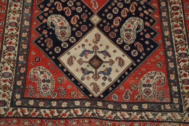 Pre-1900 Antique Afshar Persian Wool Rug 4x7 - 7