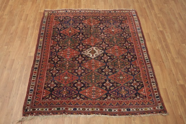 Antique Wool Geometric All Over Afshar Persian Rug 5x6 - 3