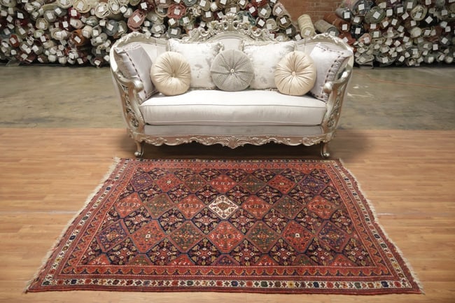 Antique Wool Geometric All Over Afshar Persian Rug 5x6 - 4