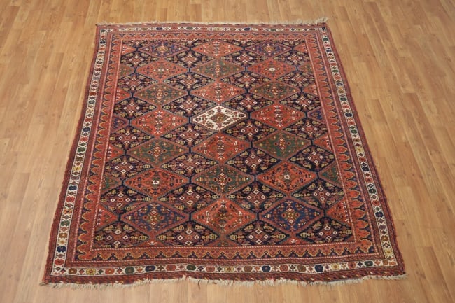 Antique Wool Geometric All Over Afshar Persian Rug 5x6 - 5