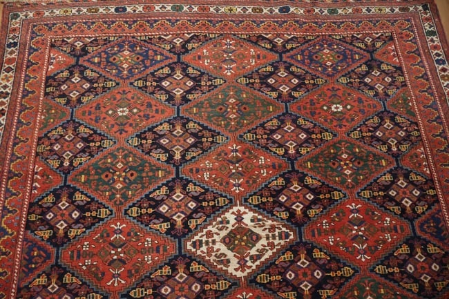 Antique Wool Geometric All Over Afshar Persian Rug 5x6 - 8