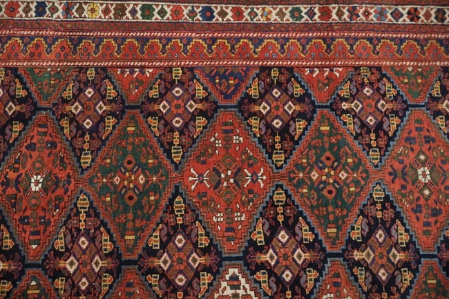 Antique Wool Geometric All Over Afshar Persian Rug 5x6 - 9