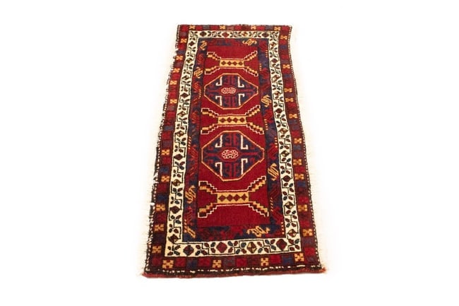 Vintage Red Geometric 2X4 Heriz Persian Rug - 3