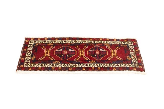 Vintage Red Geometric 2X4 Heriz Persian Rug - 5
