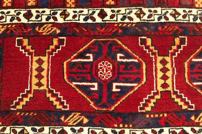Vintage Red Geometric 2X4 Heriz Persian Rug - 8