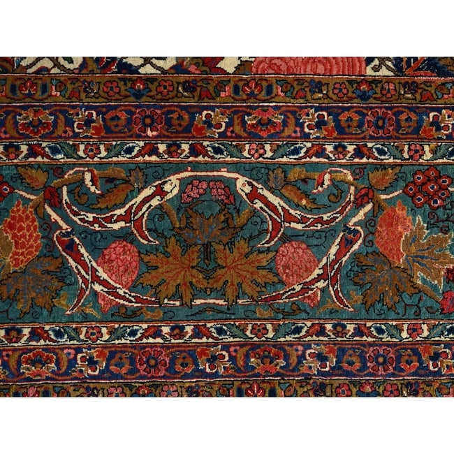 Lemon Icing White Antique Persian Kashan Kork Wool Pile Oriental Rug - 11