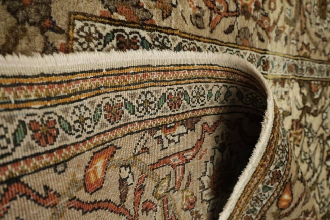Silk & Wool Vintage Antique Tabriz Persian Rug 4x7 - 19