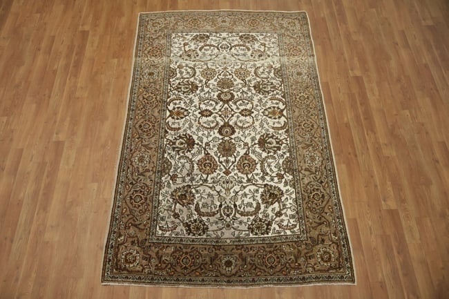 Silk & Wool Vintage Antique Tabriz Persian Rug 4x7 - 3