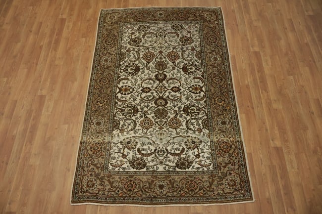Silk & Wool Vintage Antique Tabriz Persian Rug 4x7 - 5