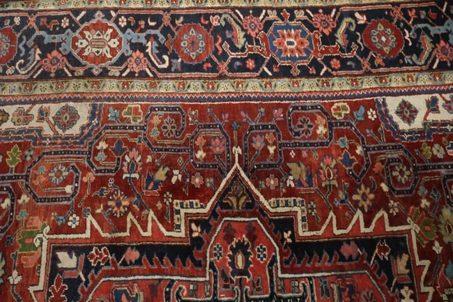 Antique Heriz Serapi Oriental Wool Area Rug 10x12 - 9