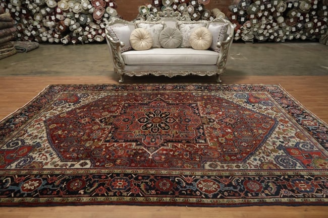 Antique Heriz Serapi Oriental Wool Area Rug 10x12 - 3